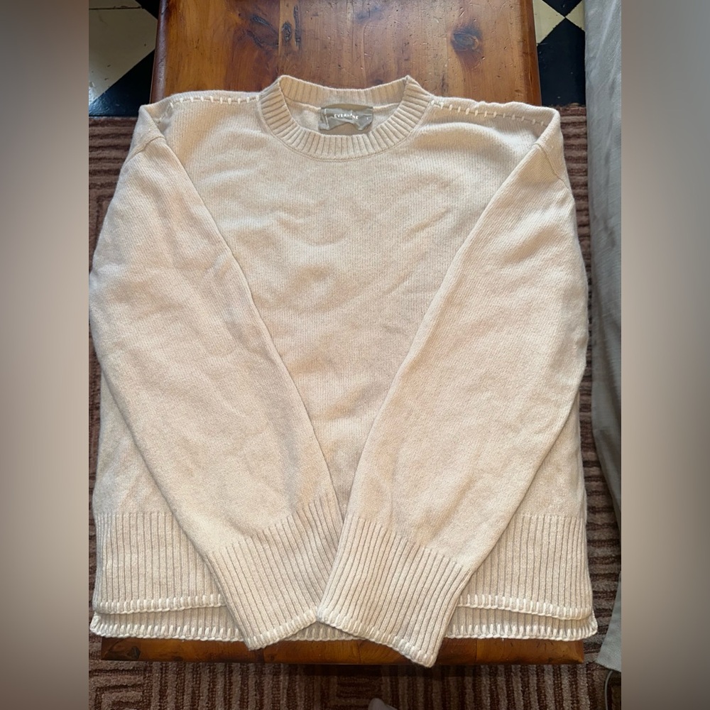 Everlane The Good Merino Wool Cream Knit Sweater Sz S